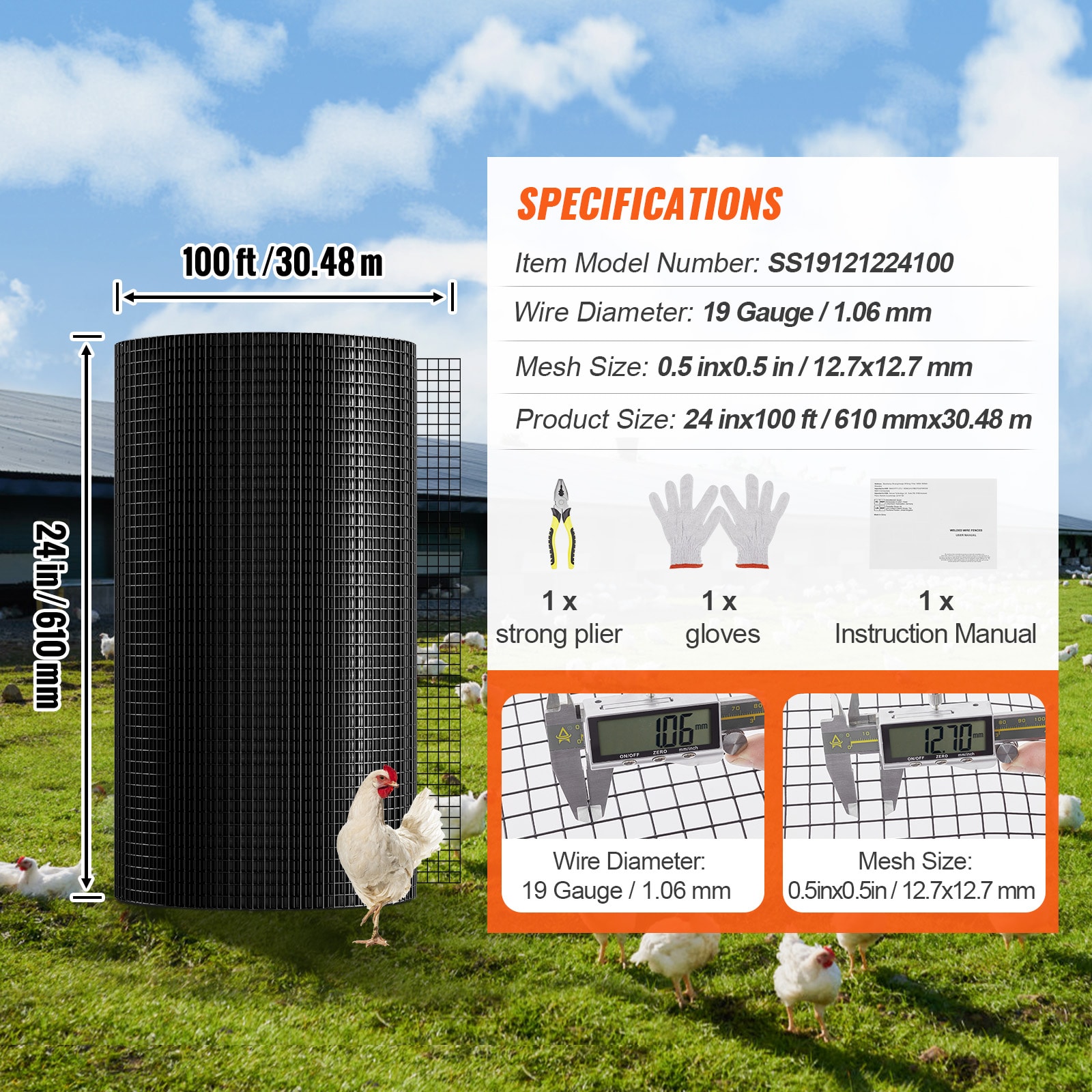 Galvanized Wire Mesh Roll For Chicken Coop And Garden Fencing_voghion.com